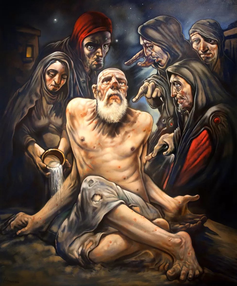 alastairmci's tweet image. Here&apos;s &quot;Job&quot; by the Scottish artist #PeterHowson. Were I asked what #CGJung meant by &apos;archetypal&apos; dynamics, @HowsonOfficial would be a key source I&apos;d point them to. His current exhibition is running at the City Arts Centre in Edinburgh until October. See: bbc.co.uk/news/uk-scotla…