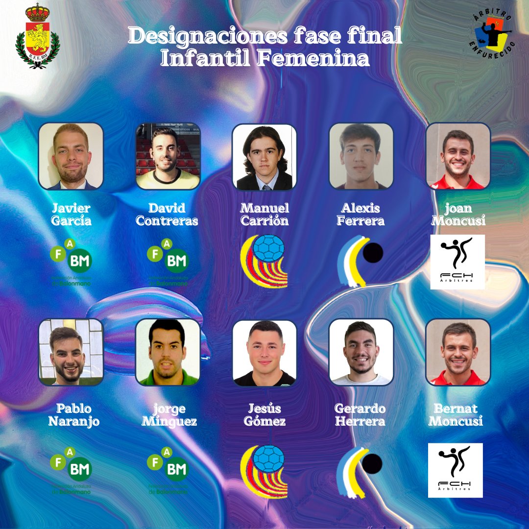 Turno para las designaciones de las parejas arbitrales designadas a la fase final infantil femenina, que se celebrará la próxima semana en Lanzarote:

👥 Javier García / Pablo Naranjo
🏙️ Andalucía
👥 David Contreras / Jorge Mínguez
🏙️ Andalucía
👥 Manuel Carrión / Jesús Gómez
🏙️