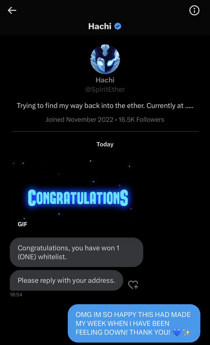 invertpress's tweet photo. It's official! ✨

I have been blessed by Hachi and I have been blessed with the amazing opportunity to mint an @ether NFT 🐉

This community has been a blessing to me, I love you all 💙

I'm @ether ride or die baby. 

@visionofviii @CValley_ @SpiritEther https://t.co/dowOZL5TtX