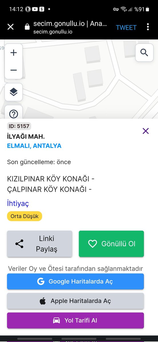 tatarbaris's tweet photo. @Bitibiy @spakando İhtiyaç olan sandık Elmalı'da, haritada Muratpaşa görünüyor. Bilginize. https://t.co/Xk7AuuGjzf