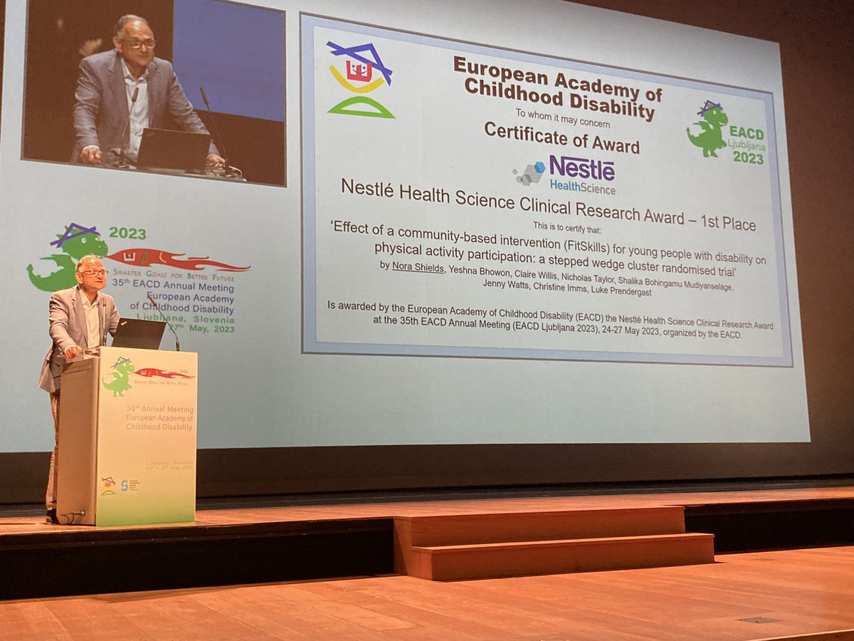 Dr Rachel Toovey π (she/her) (@racheltoovey) on Twitter photo Congrats <a href="/DrNoraShields/">Nora Shields</a> & team on winning the @EACD2023 Clinica a research Award for your paper on the effect of #Fitskills for young people with disability on physical activity participation: a stepped wedge cluster RCT. Such an incredible study that is having global impact! ππΌ Congrats <a href="/DrNoraShields/">Nora Shields</a> & team on winning the @EACD2023 Clinica a research Award for your paper on the effect of #Fitskills for young people with disability on physical activity participation: a stepped wedge cluster RCT. Such an incredible study that is having global impact! ππΌ
