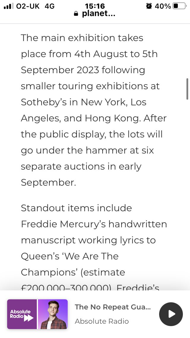 Freddie Mercury exhibition in that there London in August if anyone is interested #OnThisDay80s