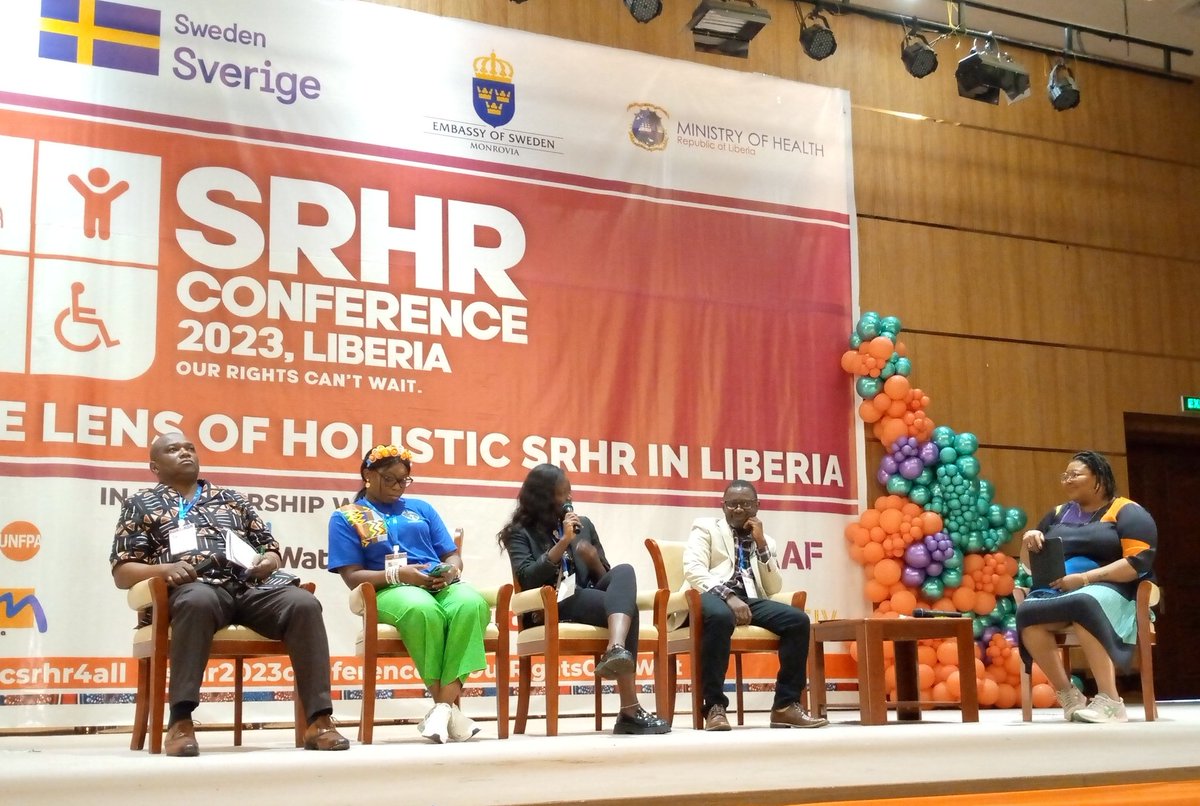 clawrence2009's tweet photo. We want to enjoy our youth, but the issues we are advocating for takes part of this from us.
Some people don't take us seriously because of our youth.
The challenge are too huge for us to give up
Ms. Nusone Euphemia Perkins speaks on a panel. #srhr2023conference https://t.co/W20VHiu77x