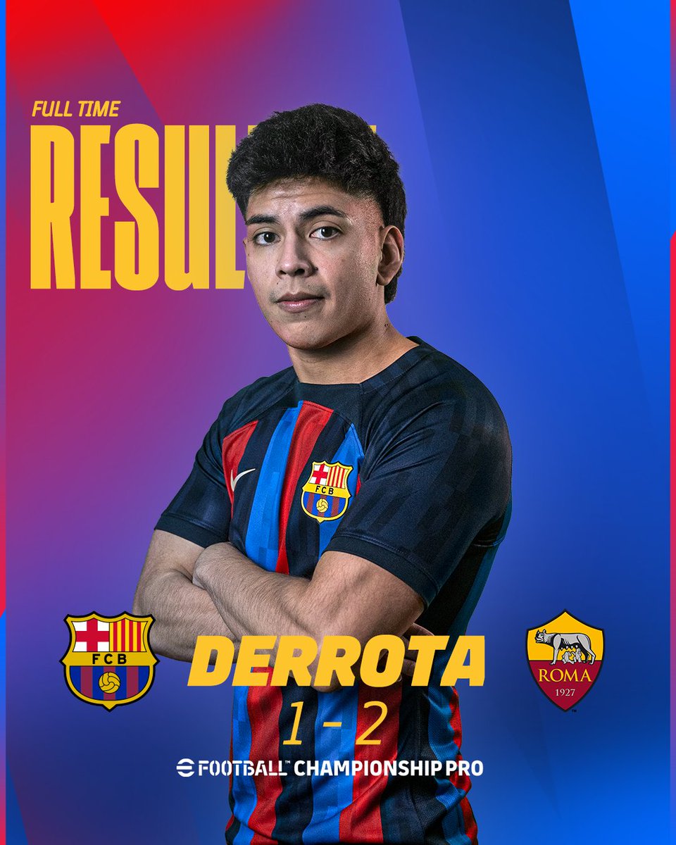FCBeSports's tweet photo. #FCBeF | Derrota. @the_palma2 #eFootballChampionshipPro
Partido 1⃣: 1-2
#ForçaBarça 🔵🔴 https://t.co/jBF5qZ8xE2