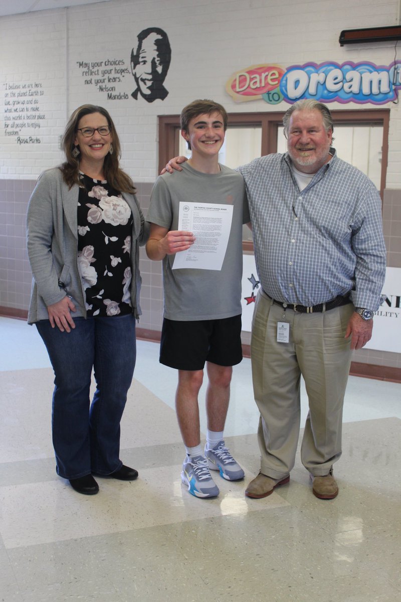 CedarLaneHS's tweet photo. We are beyond proud of Callahan Rogers for being awarded the School Brd Character Award🏆!Thx to @MelanieForEdu for presenting it!The award goes to ONE exceptional 11th or 12th grader w/ a continuous record of high morals, strong integrity &amp; good character-AMAZING! @fcpsnews https://t.co/ujaKIFeYVc