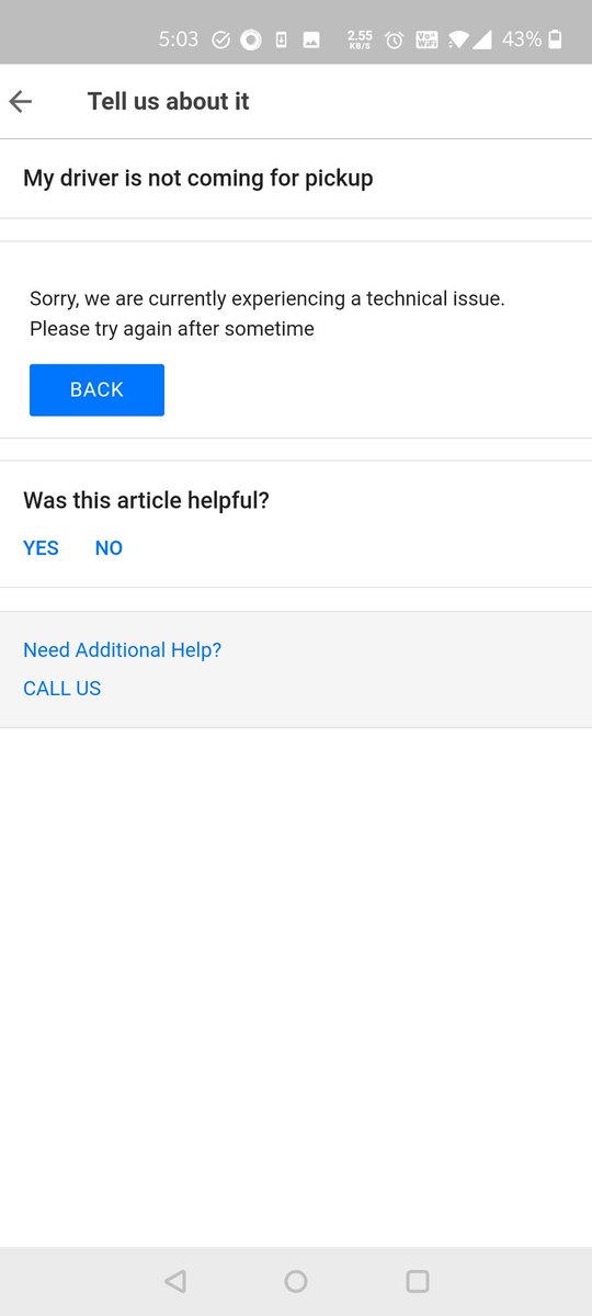 ms2109's tweet photo. @ola_supports I tried reporting Driver related issue in the support section and this is the error i am getting .
I don't expect such bad customer support from a company like OlaCabs https://t.co/Y0UQIDhSsy