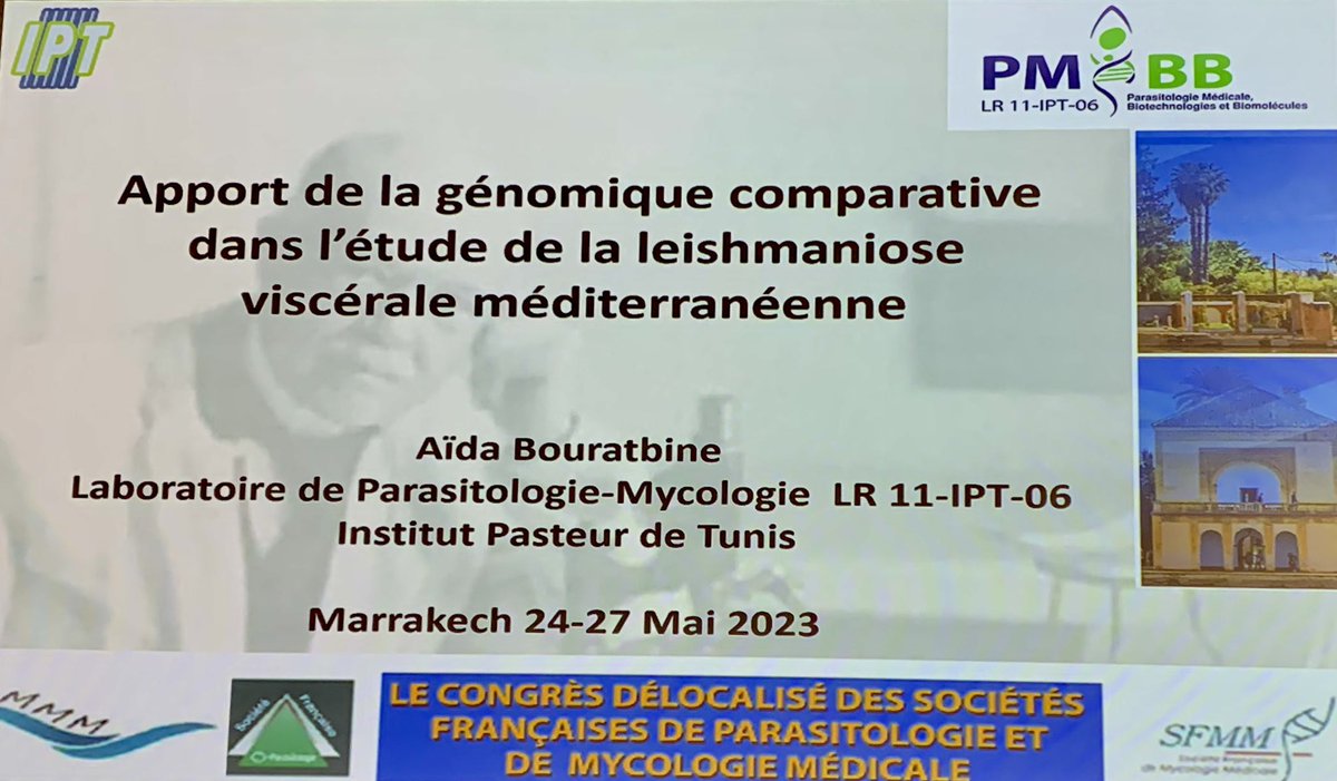 Conférence par Aïda Bouratbine « Génomique comparative de la leishmaniose viscérale méditerranéenne »
#SMMM2023