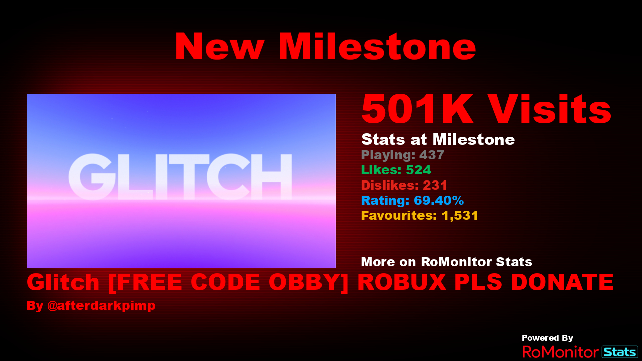 RoMonitor Stats on X: Congratulations to Glitch [FREE CODE OBBY