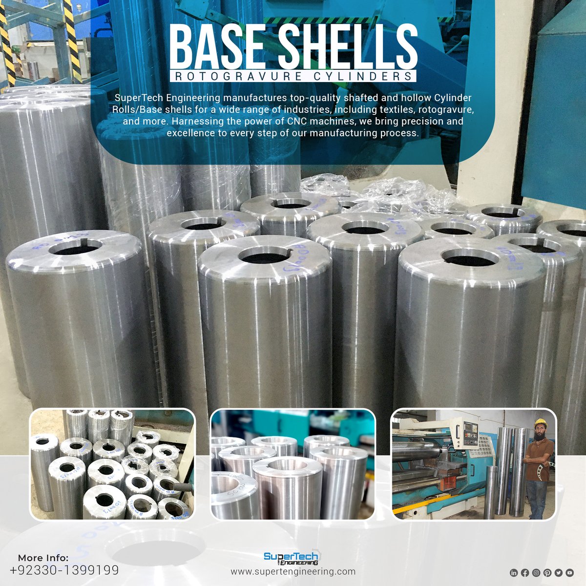 Elevate Your Printing Excellence with Our Premium Base Shells for Gravure Printing.
#Supertengineering #SuperTechEngineering #ManufacturingExcellence #PrecisionEngineering #CylinderRolls #BaseShells #TextileIndustry #Rotogravure #IndustrialSolutions #EngineeringSolutions