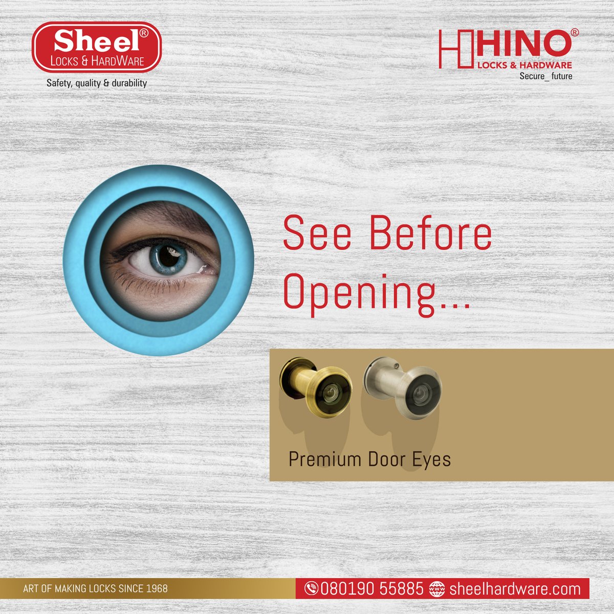 Our premium door eyes will increase the security of your home! 
#doorlocks #doorhandles #doors #doorhardware #locks #doorhandlefactory #highqualitydoorhandles #smarthome #homesecurity #sheelhardware #sheellocks #Hyderabad