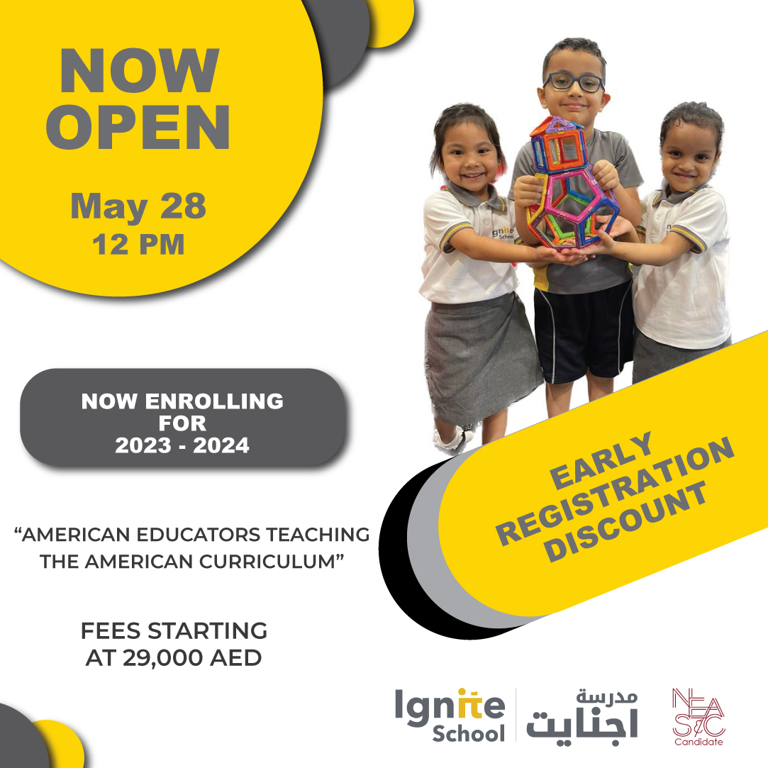 We look forward to meeting you tomorrow at 12 PM for Open Day! This is an excellent opportunity to view the possibilities that await your child at Ignite School. Book your tour in the link in bio!

#Ignite #Dubai #dubaischools #AmericanSchoolDubai #enrollnow #stem #academics