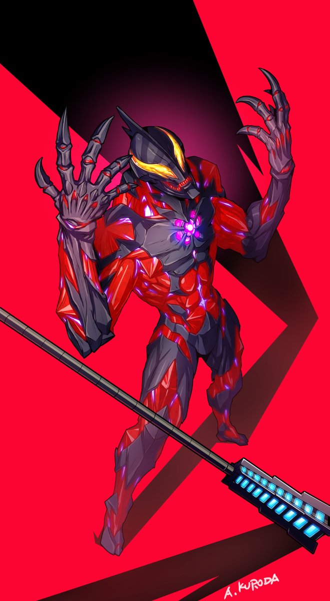 1boy male focus solo yellow eyes red background tokusatsu glowing  illustration images