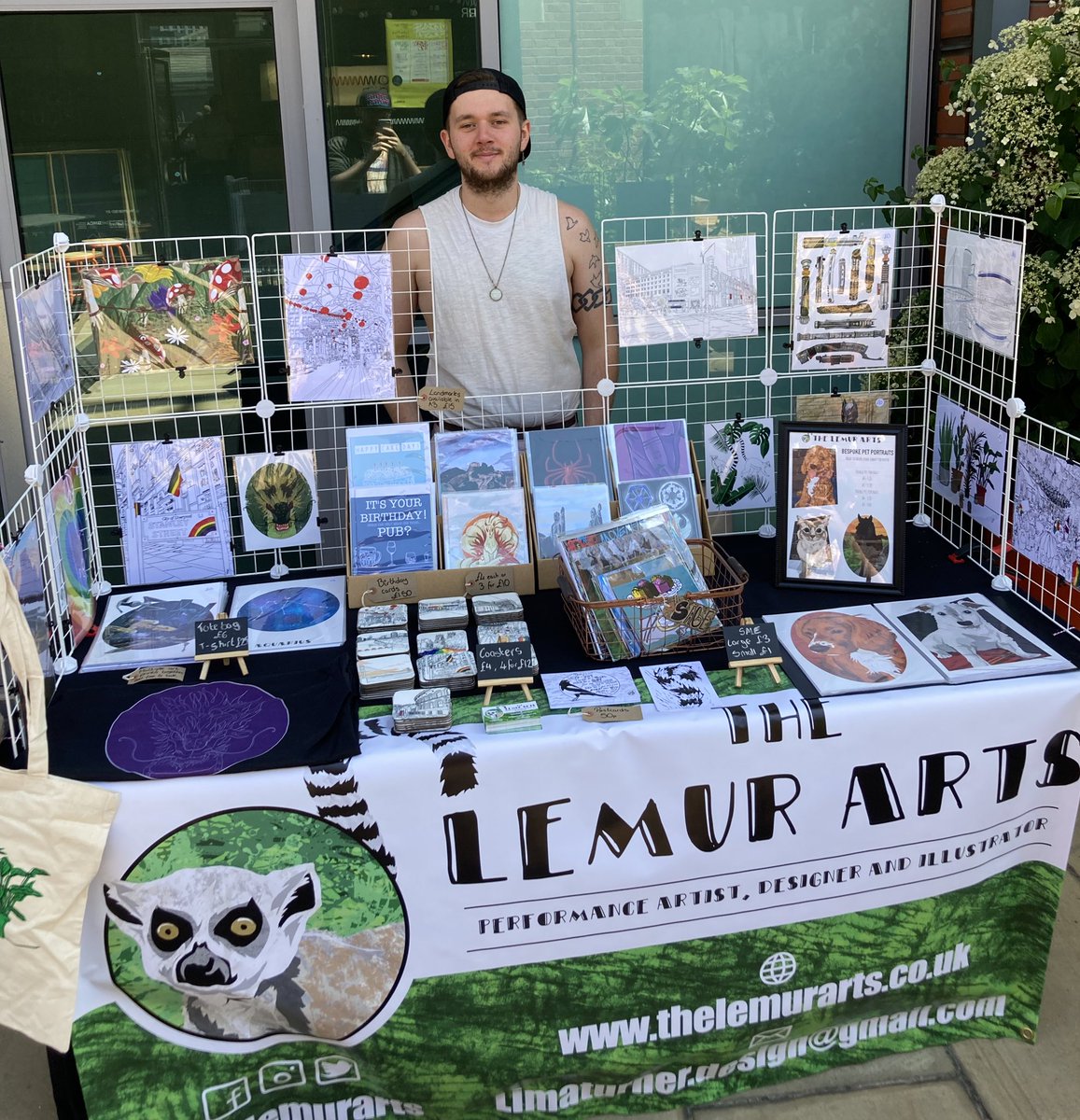 All set up for @deansgatemews festival! It’s a gorgeous day for it as well! Here till 7pm so feel free to come say hello. #art #artfair #artforsale #illustration #artistsoninstagram #illustrator #manchester #manchestercreatives @gnwmanchester