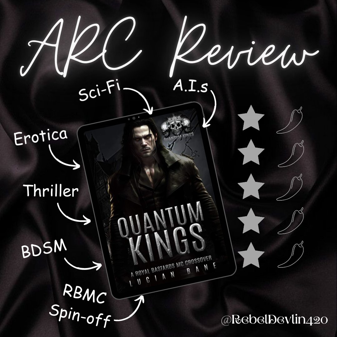 📚ARC REVIEW📚
⭐ ⭐ ⭐ ⭐ ⭐/5 
🌶🌶 🌶 🌶 🌶/5
'If you Fetch that which I Fathom, Fin will surely come.'

 Check Out My Review ⬇
goodreads.com/review/show/55…

#rebelsbookalicioussisterhood #LucianBane #quantumkings #rbmccrossover #arcreview #OutNow #scifierotica #scifithriller
