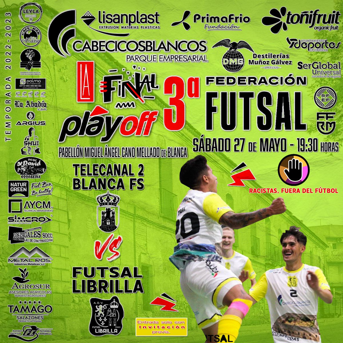 FutsalLibrilla's tweet photo. 🤍💛LA FINAL del PLAY OFF‼️

2° Partido dw oa Final del Play Off.

Pocos comentarios, mucha pasión, muchos sentimientos a la vez en la pista azul de Blanca esta tarde.

Hoy jugaremos todos, desde dentro y desde fuera para VOLVER a DISFRUTAR ...‼️ ....y seguir soñando. https://t.co/OZKRYUfFm4