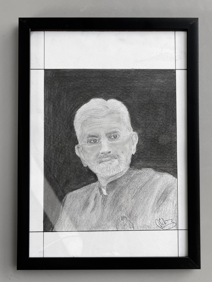 Feeling incredibly proud and grateful to have hand-drawn this portrait of Dr. S Jaishankar, our esteemed leader and diplomat. A moment of sheer joy to present it to him in person. 🎨✨ #ArtisticTribute #Honored #DrJaishankar #HandDrawnPortrait