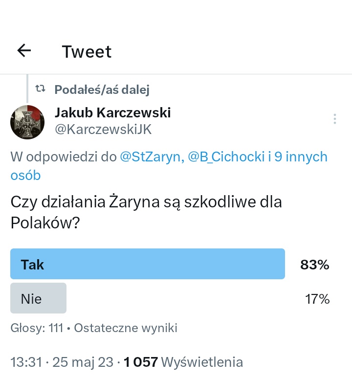 @StZaryn @Straz_Graniczna @MSWiA_GOV_PL @MON_GOV_PL @16Dywizja @Zelazna_Dywizja @terytorialsi @PAPinformacje @PR24_pl @PiotrMuller @PremierRP Polacy nie nie chcą takiego ukrofila jak ty na tym stanowisku który szkodzi Polsce