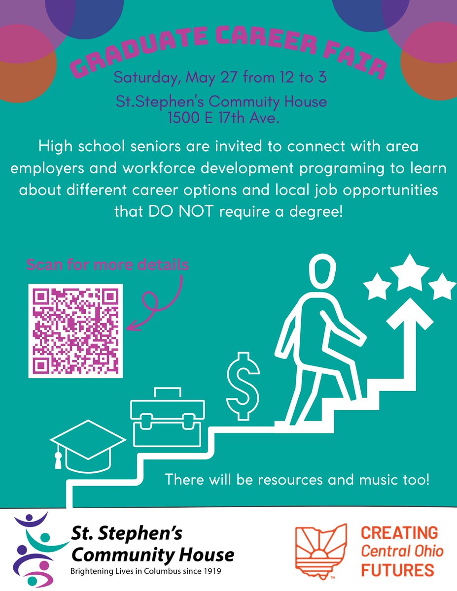 CCOHF_Jobs's tweet photo. 🎓Bring the grads in your life over to the St.Stephen's Community House this afternoon to learn about good paying careers that do not require a degree! that means no debt‼️ #careeropportunities #graduation2023 https://t.co/yJCUtiXeq3