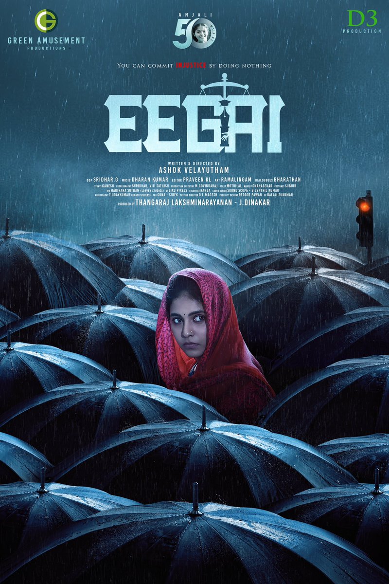 Happy to Launch the @yoursanjali 's 50th Film #𝗘𝗲𝗴𝗮𝗶 ⚖️ First Look Poster 

#EegaiFirstLook 

@Ashokdirector01 @Sridhar_DOP
@dharankumar_c @Cinemainmygenes
@imharibunty @YoursKashyap @Nishanth25r  @TherukuralArivu @greenamusement 
@D3_production @pro_guna @shiek_pro