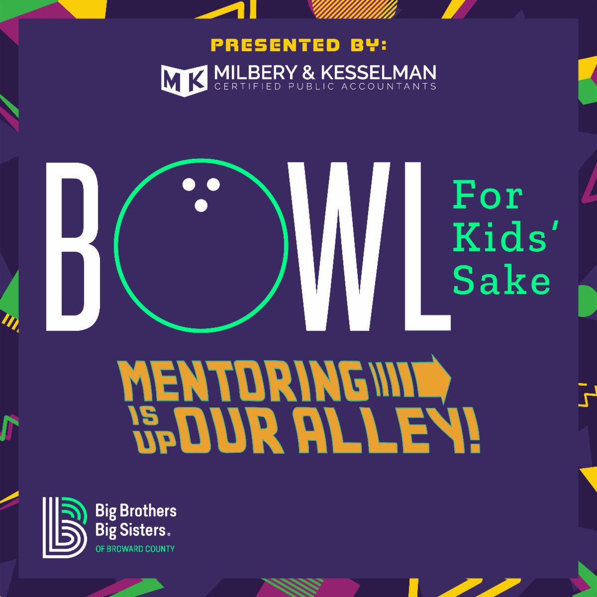 Strike it Big! 🎳

Have a ball of a time and sign up to play for 2 hours at our annual Bowl for Kids' Sake tournament presented by Milbery &amp; Kesselman CPAs.

📆: Monday, June 12th, 2023
⏰: 6:00pm - 10:00pm
📍: Sparez Davie

Sign up today: conta.cc/45sgOpr