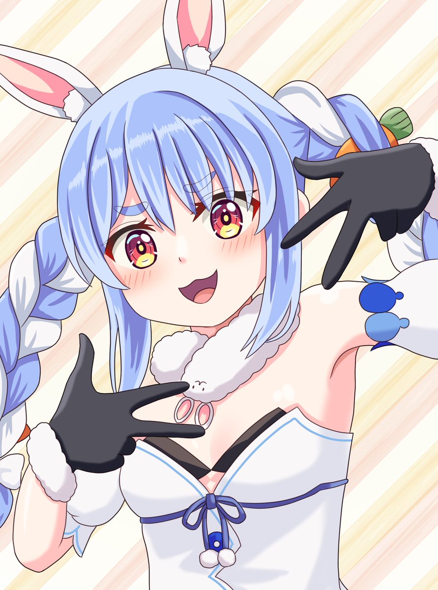 ホロライブ「#ぺこらーと #100日チャレンジ Day51 兎田ぺこら(ホロライブ) 「ずん」|テイクのイラスト