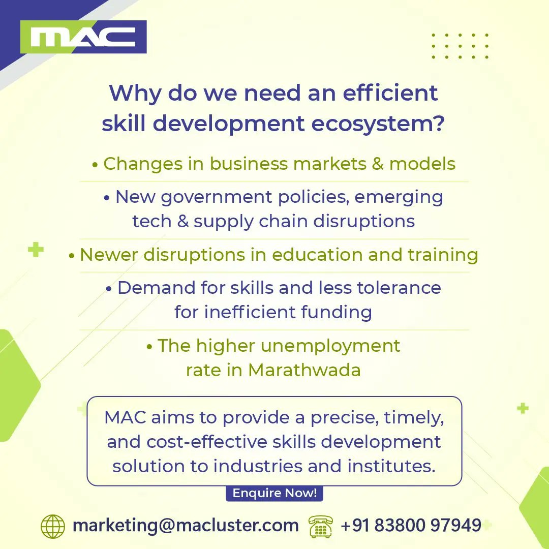 macaurangabad's tweet photo. #MAC aims to provide solutions for creating an efficient skill development ecosystem for the benefit of Marathwada industry.
#SkillGapStudy #efficientskilldevelopment #education #training #development #marathwada #autocluster #equipment #MarathwadaAutoCluster https://t.co/qDmT6haRdX