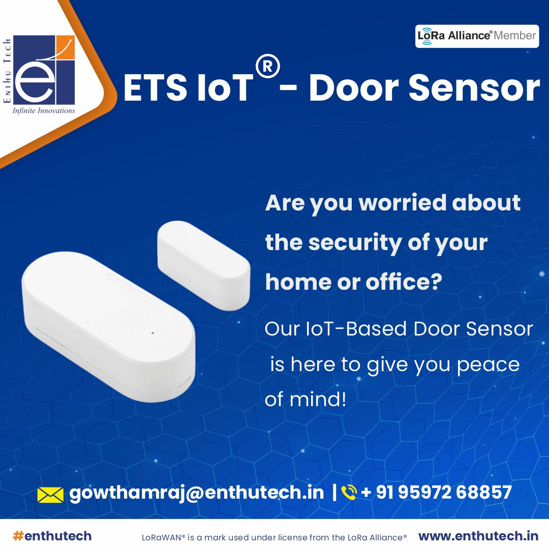 A door sensor is not just a piece of technology, it's a tool that can help keep your belongings safe.
#enthutech #iotsolutions #IoTGateway #iotproject #iotplatform #sensortechnology #realtimeanalytics #LoRaWAN #IoT #iiotplatform #BluetoothLowEnergy #wirelesscommunications