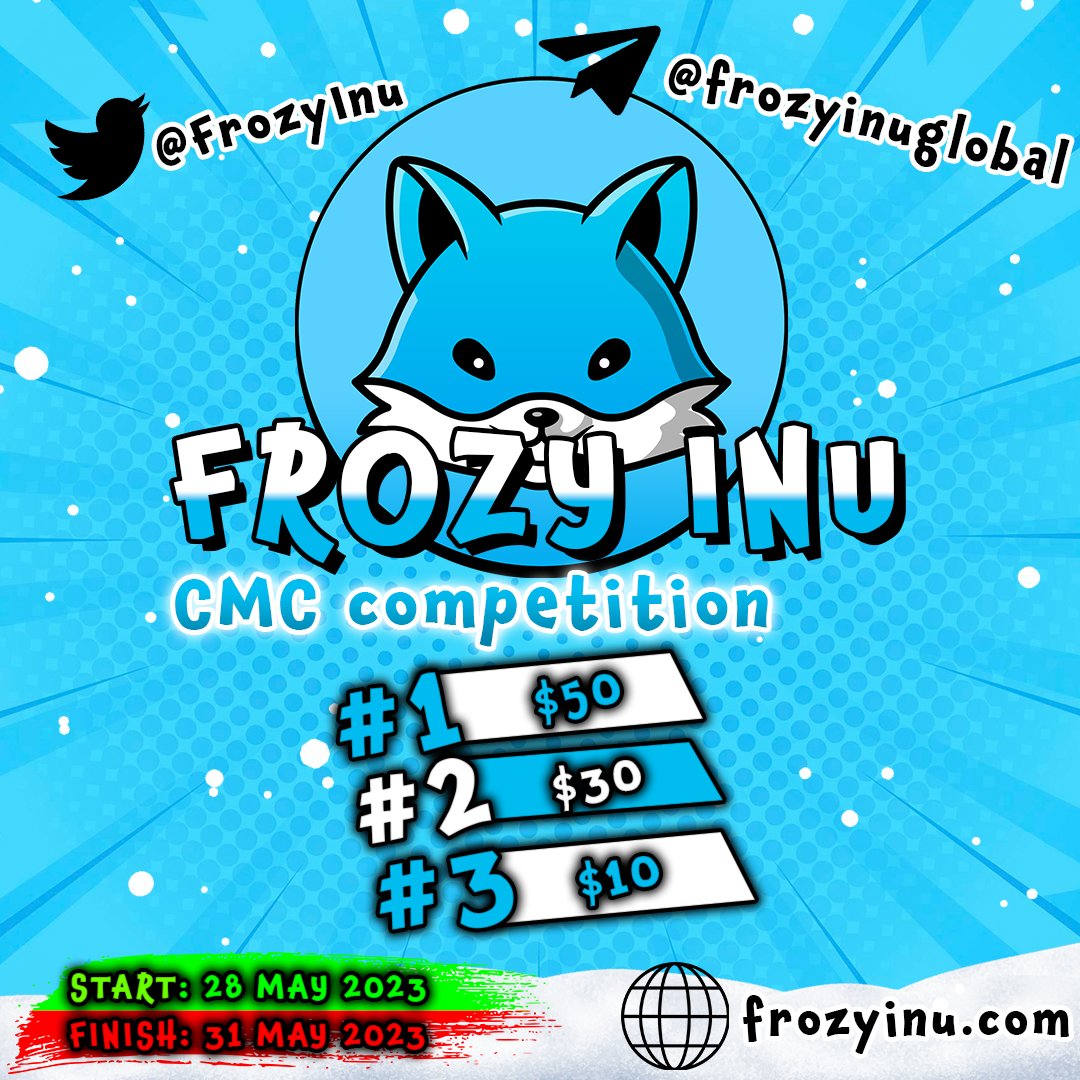 FrozyInu's tweet photo. NEW COMPETITION STARTS TOMORROW! 🔥🚀

To join, you must add $FRZ to watchlist on https://t.co/hEoL5l7WX4, put Good vote, and send comments. Tag other tokens like $BTC, $PEPE. You can only send 10 comments from one account. All comments must be different.

Good Luck!🦊
$FRZ https://t.co/aZIzVdq9YJ