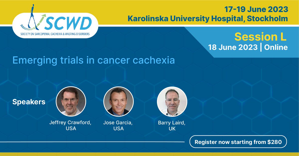 SCWDnews's tweet photo. 📌 Early trials in #cancercachexia will be discussed by @laird_barry, @JoseMGa95491291 & J. Crawford
👉 #ponsegromab early trial
👉 Multimodal interventions in the #MENAC study
👉 #Macimorelin pilot study
Register now: https://t.co/RtasxmTlaZ
#SCWD23 #clinicaltrials https://t.co/J3eBqXyBJa