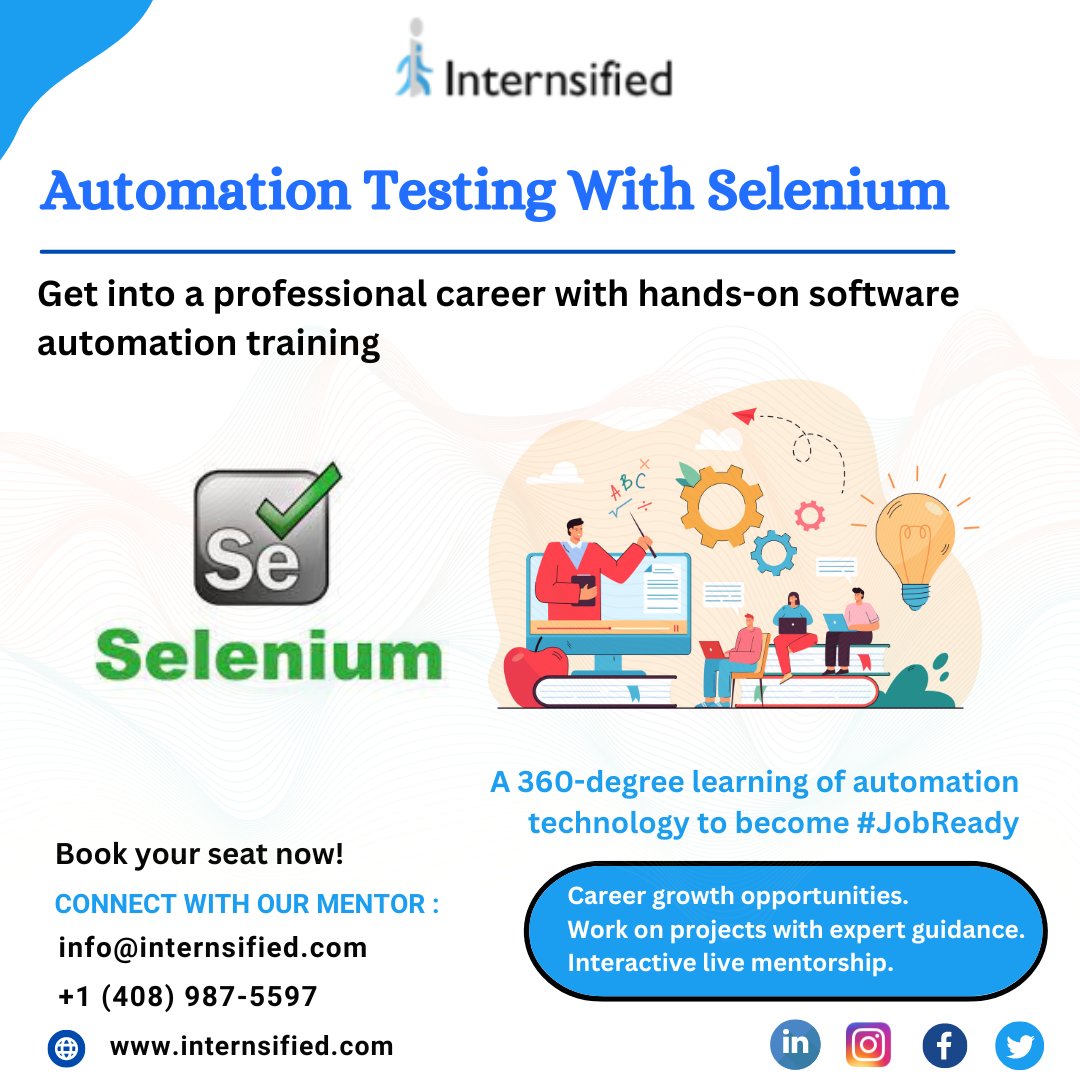 internsified's tweet photo. Master in software #automationtesting with Selenium. Get hands-on experience to use various supported plugins to control your automation environment with widely used frameworks. A comprehensive automation #testingtraining that is crafted by top industry experts.
@internsified https://t.co/7IxbjoM9Tf