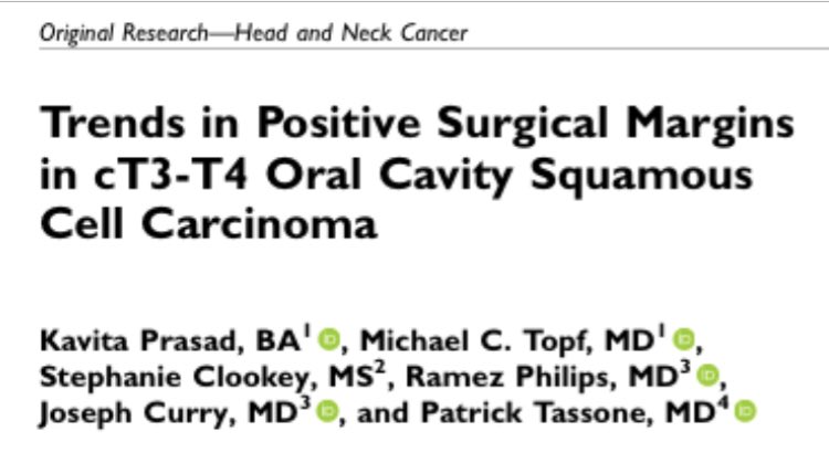 Positive margins still plague or efforts in treating oral cancer. Research from @VanderbiltENT @Jefferson_OTO @MizzouENT delves into associations. @TopfHNS @TassoneHNS pubmed.ncbi.nlm.nih.gov/37232479/