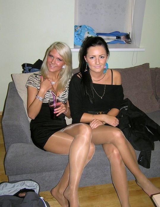 Amateur Pantyhose on Twitter "Girlfriends posing on the couch in 