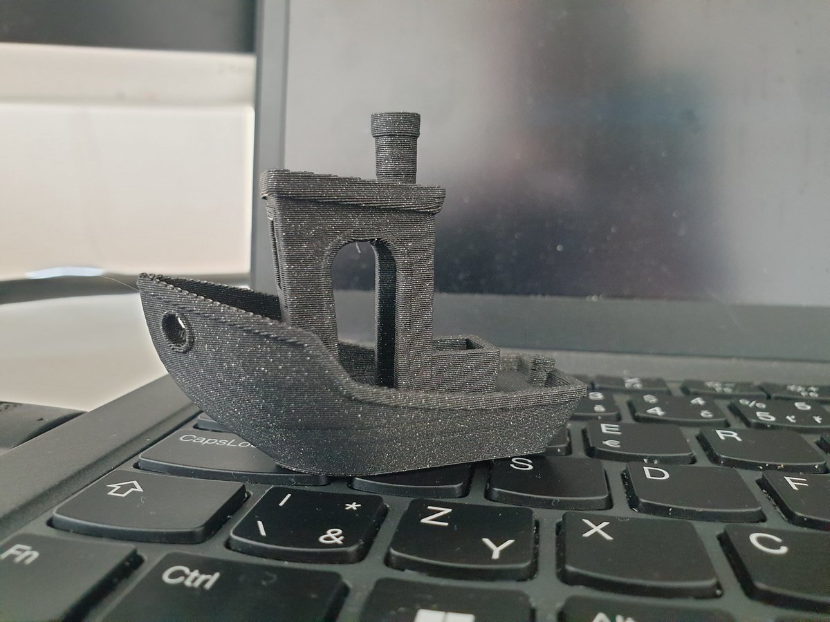 nik0tron's tweet photo. I can't stop admiring this 12-minute benchy from my #prusa MK4. The new alpha firmware with #Inputshaping and pressure advance makes beautiful (and strong!) polycarbonate @prusament #3dprints too! https://t.co/pBMku57OQv