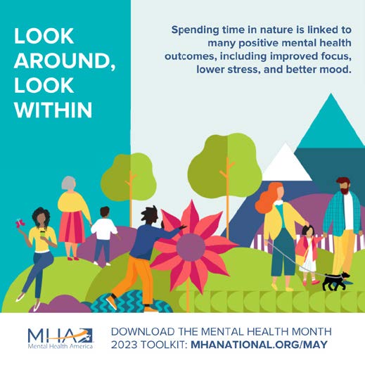 PPA is sharing resources from MHA for Mental Health Month: Being around nature doesn’t have to mean hiking in a forest. It can be walking in a park, bringing a plant inside, or sitting
in your backyard. buff.ly/4207CWV
