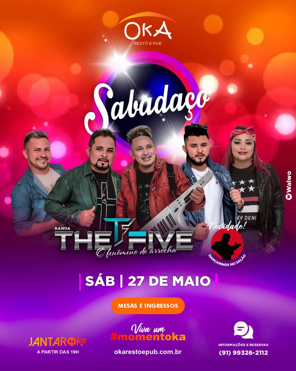 okarestoepub's tweet photo. Hoje tem Banda The Five no Oka! Se você está procurando uma noite animada e cheia de música boa, não pode perder o super show  neste Sabadaço de 27 de maio. Com toda a sua estrutura, a banda promete uma apresentação incrível para você dançar e se divertir a noite toda. https://t.co/dlPu0AmCSe