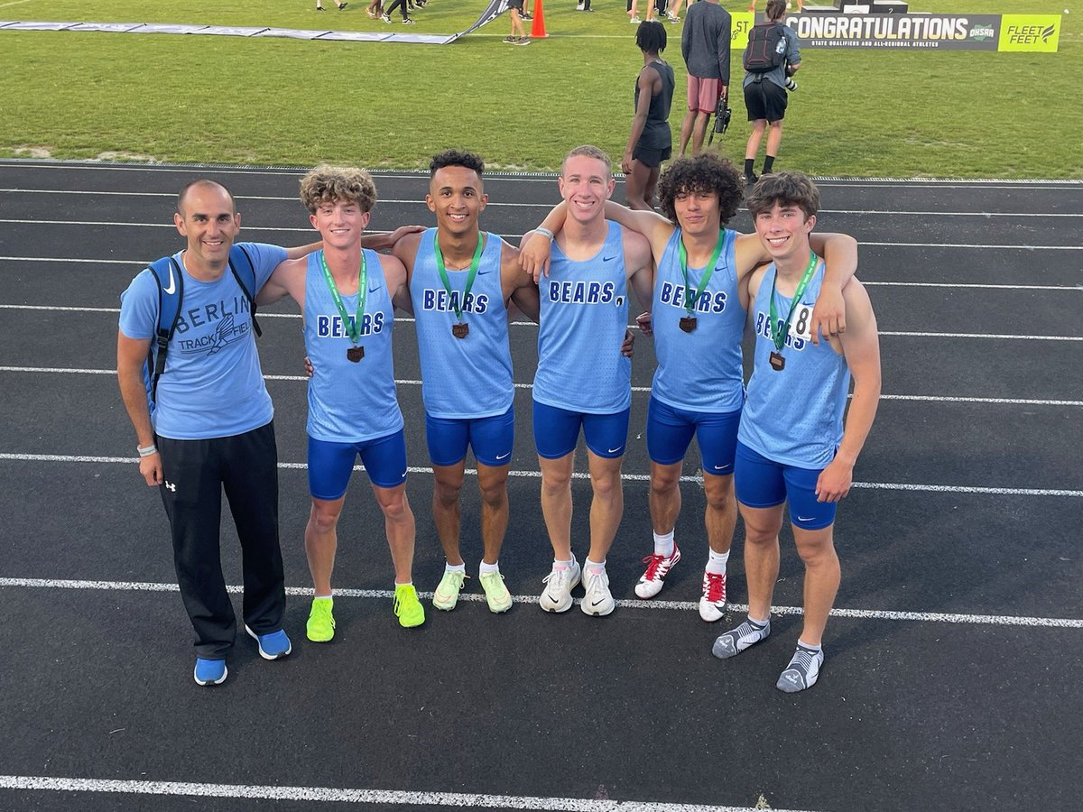 Proud of this group!! 4x4 rand a school record time of 3:22 for 7th in the Regional Championships!!!