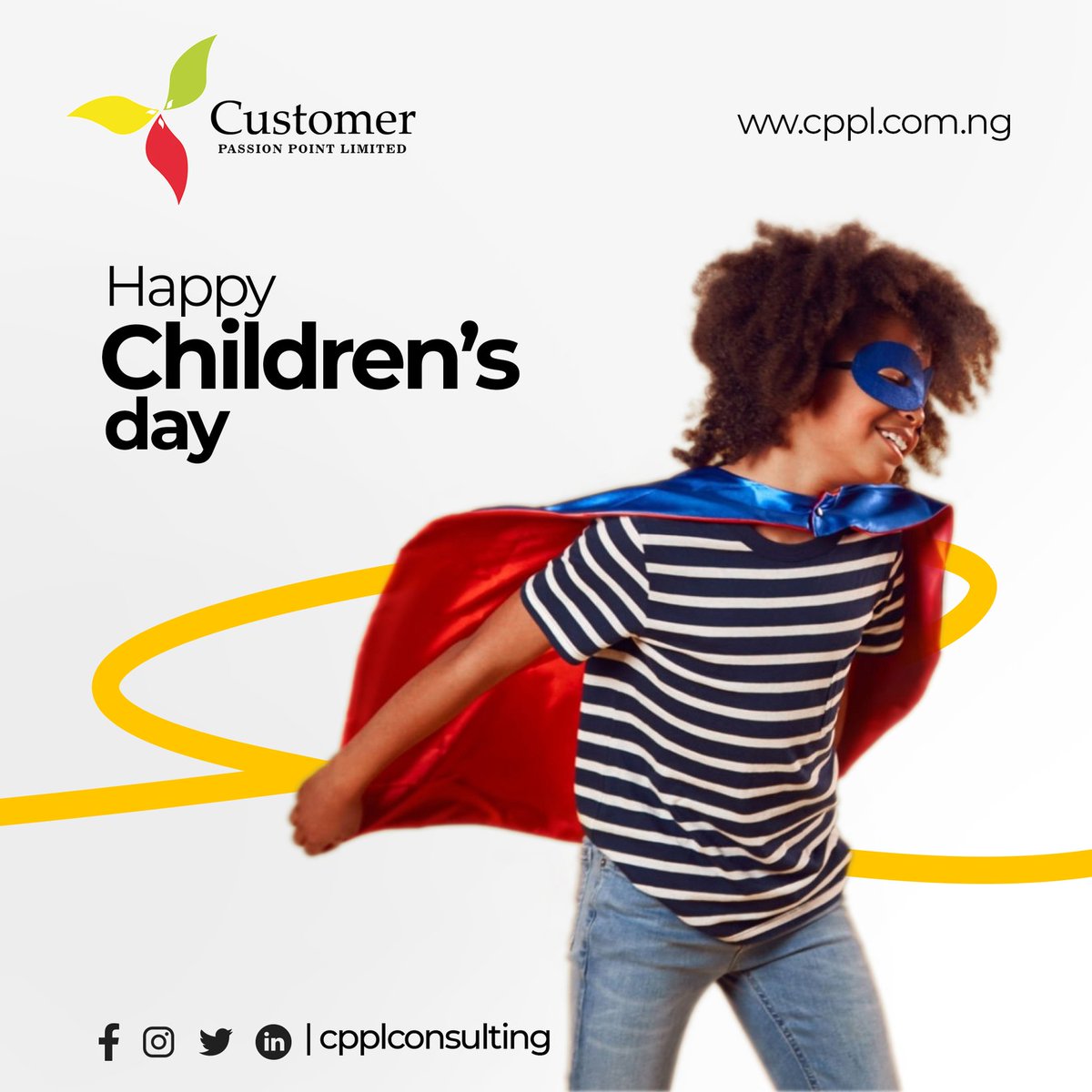 cppltraining's tweet image. Children are the light of the world, it is our duty to love, support and celebrate them.

From all of us at #CPPLCONSULTING, We say happy Children's day of every child in Nigeria and all the world over 

We love you!

#childrensDay