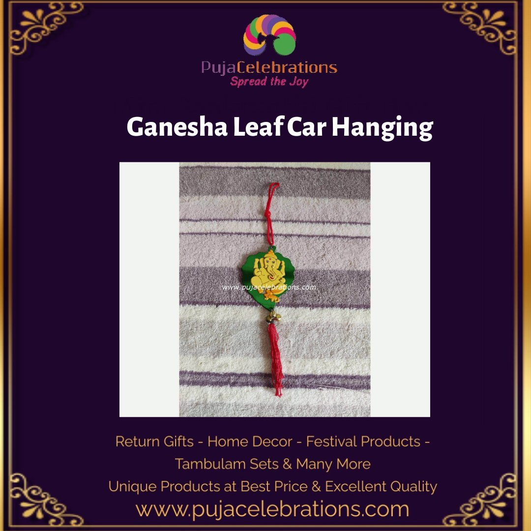 Ganesha Leaf Car Hanging
Shop Online@  pujacelebrations.com/ganesha-leaf-c…
Call @ +91- 9344902485 / 9087270009
Like us on FB : facebook.com/pujacelebratio…
WhatsApp us on : wa.me/919344902485
Follow us on Instagram : instagram.com/pujacelebratio…
#pujacelebrations #returngift