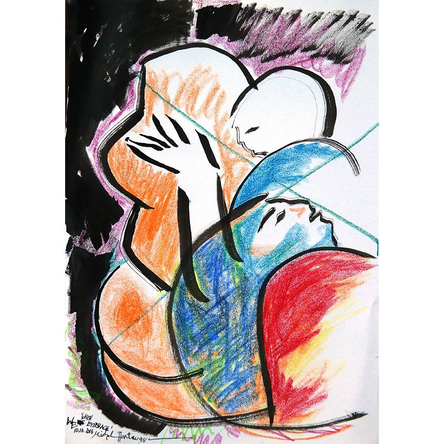 It's all about the Spirit of #Woodstock feeling - #art drawing by Michel #Montecrossa 'When We Embrace' #drawing #embrace #affection #inspiration #Kunst #contemporaryart #shareart #SpiritofWoodstock #rtItBot #MuseBoost