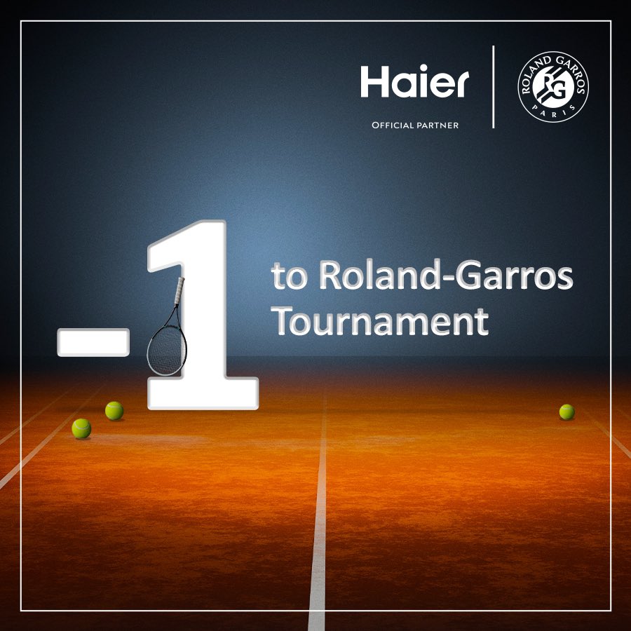 Haier Europe (@haiereurope) on Twitter photo Tomorrow marks the beginning of <a href="/rolandgarros/">Roland-Garros</a>, the most prestigious clay tournament in the world.
The number ones are ready to take the court and we are with them.
#Haier is Official Partner of the tournament, bringing everyday life to the world of tennis. Tomorrow marks the beginning of <a href="/rolandgarros/">Roland-Garros</a>, the most prestigious clay tournament in the world.
The number ones are ready to take the court and we are with them.
#Haier is Official Partner of the tournament, bringing everyday life to the world of tennis.