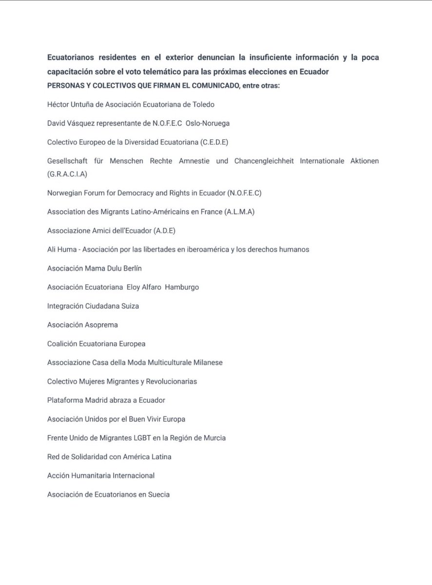 Gracia_ONG's tweet photo. La obligación d CNE es GARANTIZAR SIN EXCEPCION derechos ciudadanos Con el voto telemático, q debe ser soporte y no regla, PROVOCA ausentismo e ilegitimidad, bloquea asistencia y AGREDE el derecho d participación @CpccsEc, @cnegobec, @TCE_Ecuador, @DEFENSORIAEC, @UNSR_Migration. https://t.co/eMF03UFgqC