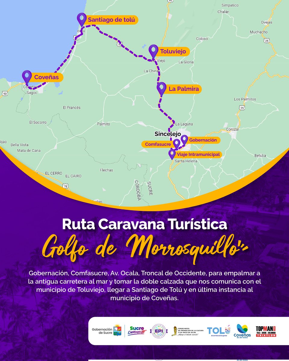 Te invitamos a que te animes a inscribirte para hacer parte de la Gran Caravana Turística que nos lleva al golfo de Morrosquillo. Podrás disfrutar de una variada y divertida programación turística ✅Inscripciones: sites.google.com/sucre.gov.co/c…

Regístrate hasta el 1 de junio.