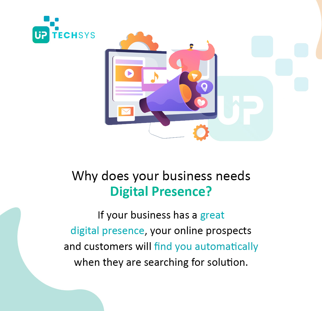 If your business has a great digital presence, your online prospects and customers will find you automatically when they are searching for solution.

#uptechsys #uts #digital #presence #itprofessional #business #betterment #growth #digital #transformation #roadmap #digitalroadmap