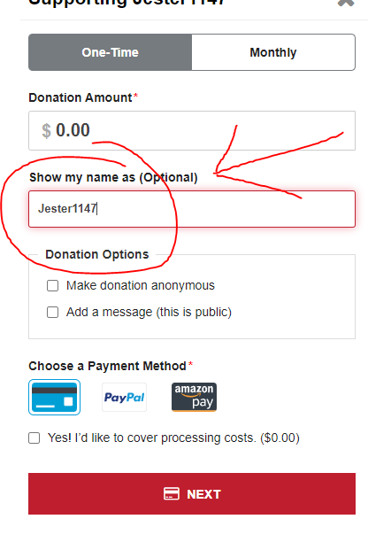 When youre out there in support of <a href="/StackUpDotOrg/">Stack Up</a>, here is a little tip! 

When you go to donate/support your fav streamers' campaigns, you have the ability to put a nickname in so your real name doesnt show up in streams! 

Can never be too careful!