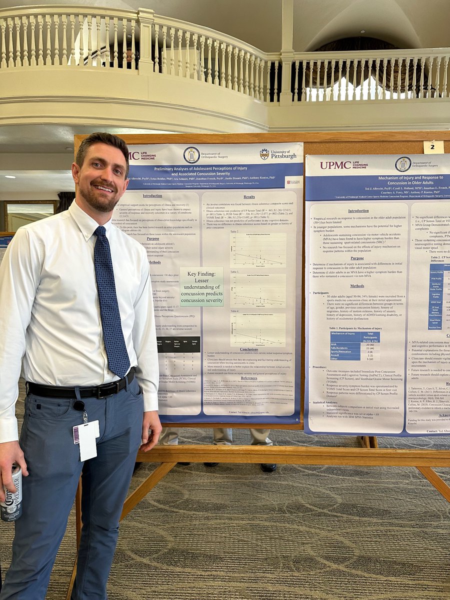UPMC_Concussion's tweet photo. Fellows presented concussion research at the University of Pittsburgh Orthopaedic Surgery Retreat yesterday! Great day of learning and connecting with bright minds in our Orthopaedic Department 👏🏽 #Pitt #UPMC #concussion #AcademicTwitter 
@ted_albrecht @BindalMehmel 
@cburley1 https://t.co/fV0V7zyFhK