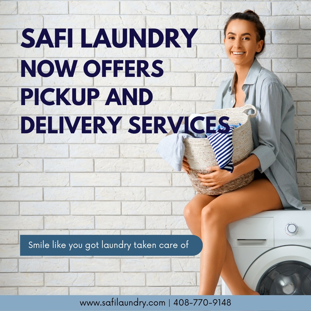 SafiLaundryInc's tweet photo. No more laundry piles taking over your weekend! Let us handle the laundry, while you tackle your to-do list or simply relax. #LaundryPickup #LaundryDelivery
.
https://t.co/Xc6PraOKVC | 408-770-9148
.
#smallbusiness #blackowned #modernlaundry https://t.co/jIZPStXJJJ