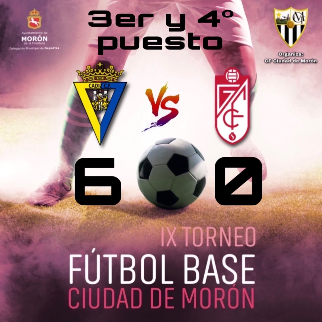 ℹ️TORNEO-FASE FINAL

🏆 3er y 4º PUESTO:

⚽️ Resultado:

✔️Campo 1: <a href="/Cadiz_CF/">Cádiz Club de Fútbol</a> 6-0 <a href="/GranadaCF/">Granada CF ❤️⚪️</a> 

✅3er Clasificado: <a href="/Cadiz_CF/">Cádiz Club de Fútbol</a>
✅4º Clasificado: <a href="/GranadaCF/">Granada CF ❤️⚪️</a> 

<a href="/AbelSegoviaVega/">Abel Segovia Vega</a>
<a href="/cfciudaddemoron/">Club de Fútbol Ciudad de Morón</a> 

#IXTorneoFBCiudadDeMorón