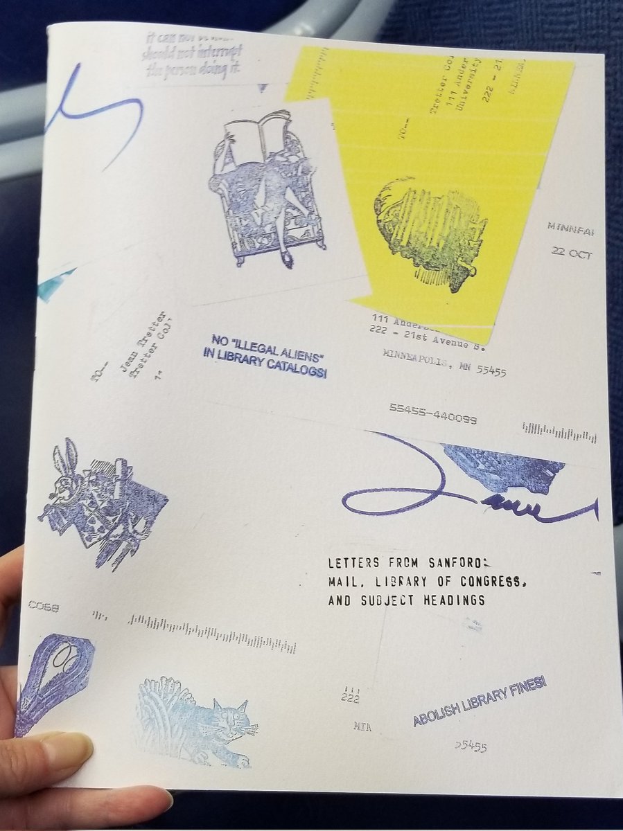 Stopped by @QuimbysBooks and had to pick up this new zine featuring #SandyBerman's typewritten letters! 'Letters from Sanford: Mail, Library of Congress, and Subject Headings,' compiled by @ambettine. #critcat