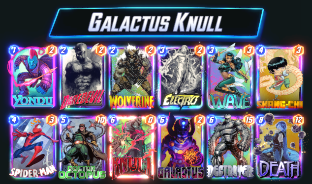 Got #infinite this month with the ol reliable Galactus! Shang-Chi helps a lot with Hulks and killing your own reduced stuff on turn 5 (Destroyer or Galactus) works well also. The transparent gameplan of HE decks made for an easier time the last couple of days #MarvelSnap