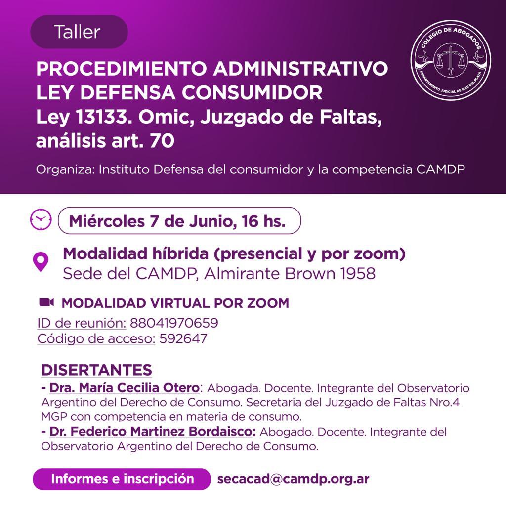7 de junio 2023 a las 16.00hs. 

Actividad no arancelada. 
Modalidad: híbrida